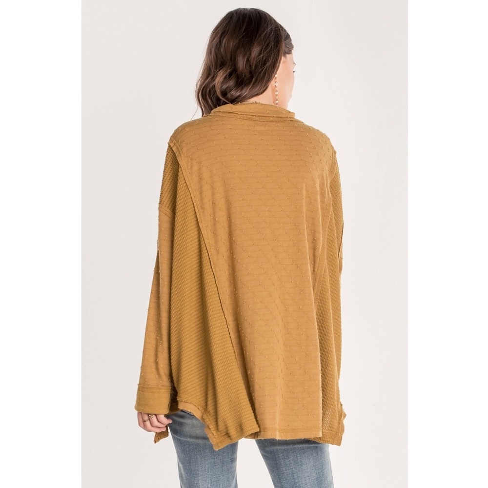 Miss Me oversized mustard yellow cowl neck tunic long sleep top - Picture 3 of 7